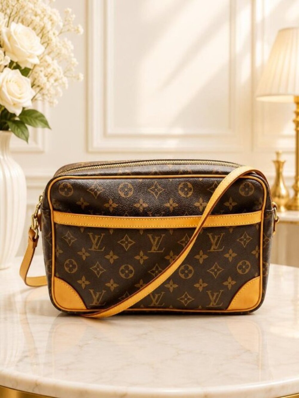 Authentic Louis Vuitton Trocadero 30 Monogram Crossbody Bag Brown Canvas